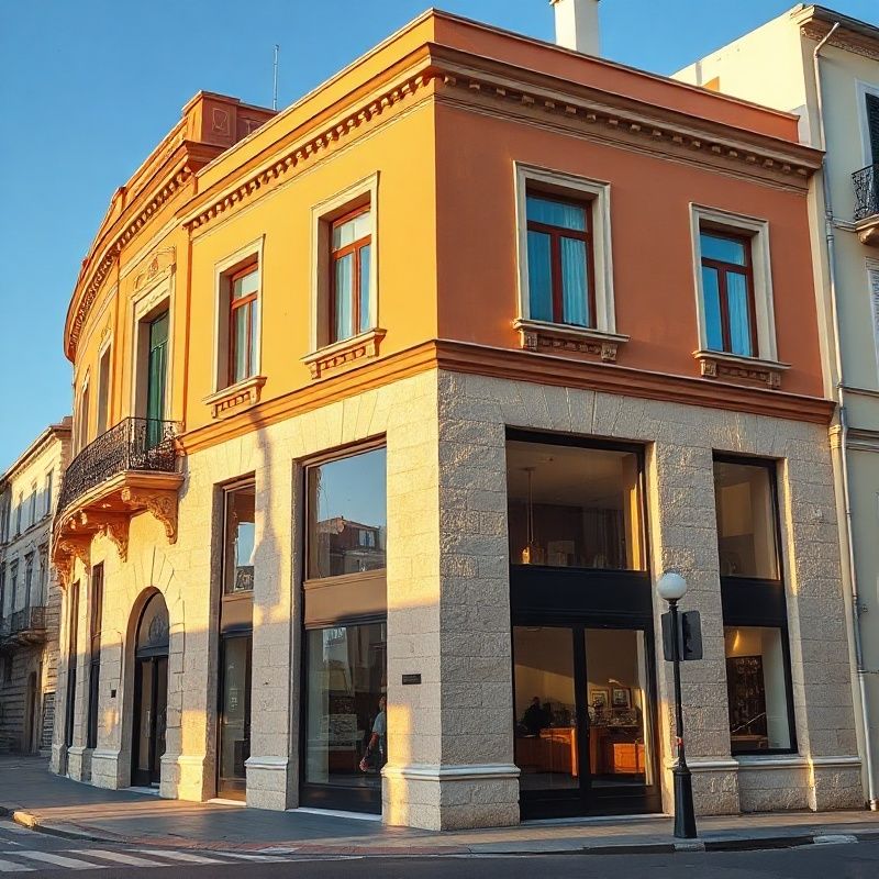 Facciata di un edificio nel centro di Bari con luce mediterranea